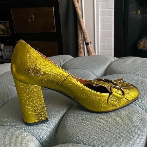 Jonak Story Yellow Metallic Block Heels - Picture 10 of 16